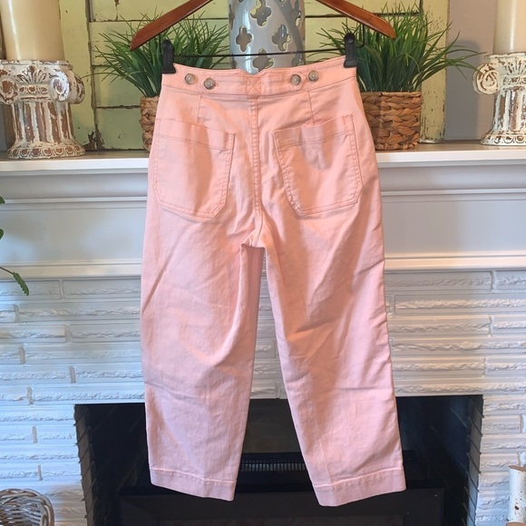 Madewell Greenwich Relaxed Peach Pants Cropped High Rise Size 23 - Picture 8 of 8